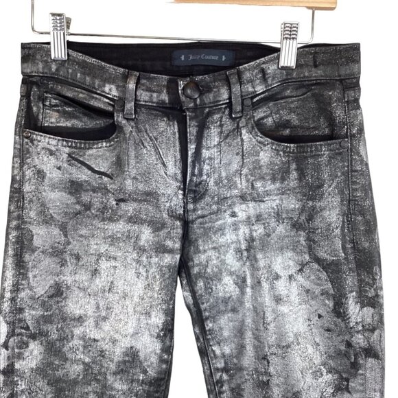 Juicy Couture Women's Skinny‎ Jeans Size 28 Metallic Floral Print Low-Rise - Picture 4 of 11